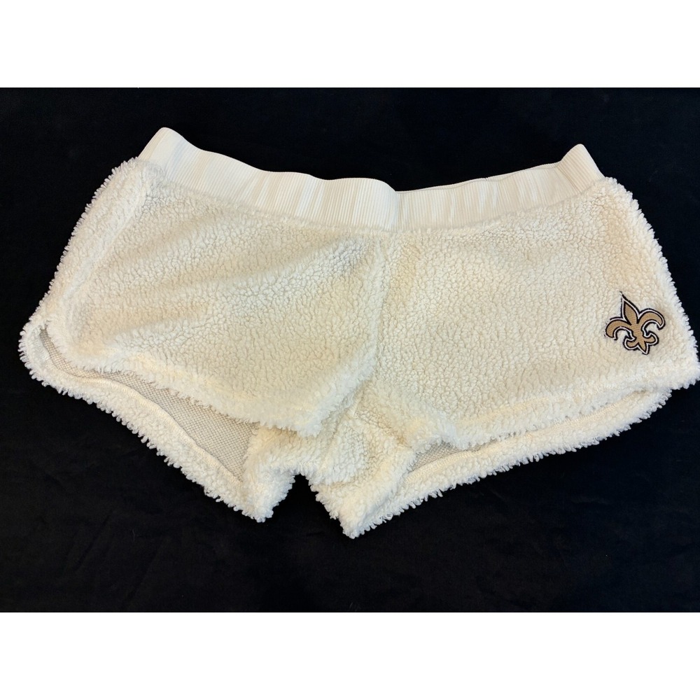 New Orleans Saints Womens NFL Team Apparel Sleep Shorts XL Cream Sherpa Soft